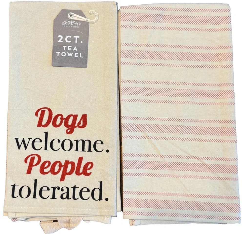 Dogs Welcome People Tolerated Tea Towel Set